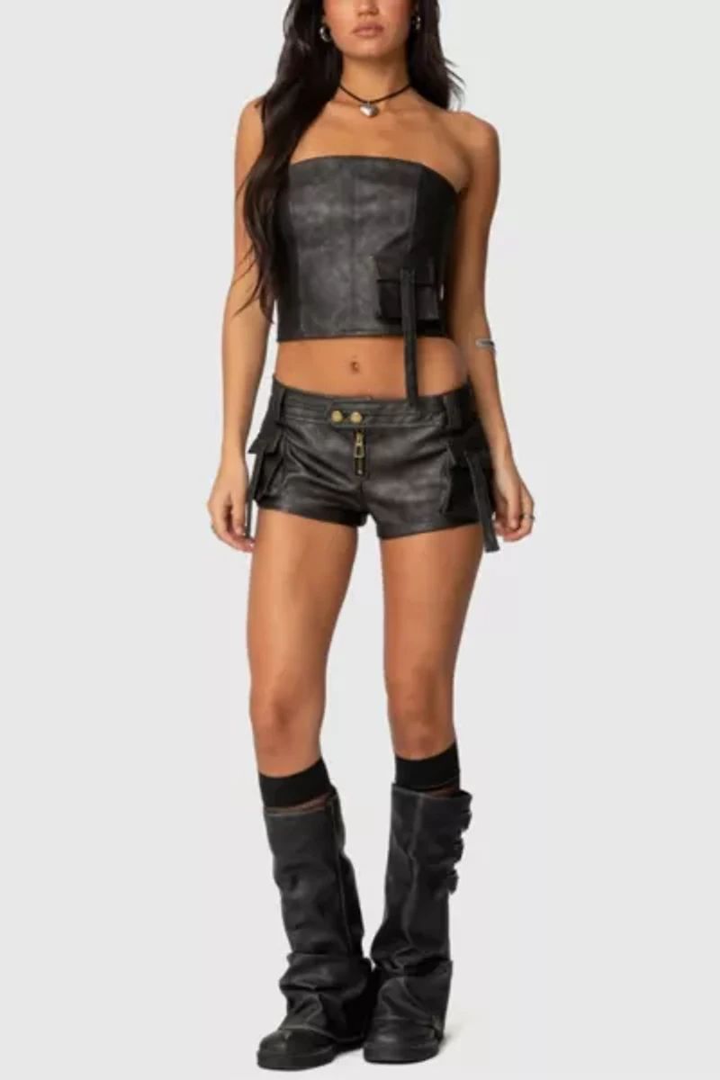 Edikted Ryan Faux Leather Cargo Corset
