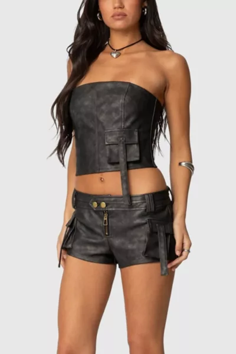Edikted Ryan Faux Leather Cargo Corset