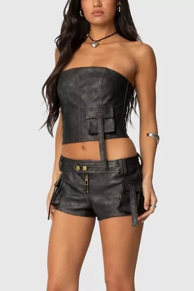 Edikted Ryan Faux Leather Cargo Corset