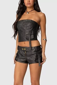 Edikted Ryan Faux Leather Cargo Corset
