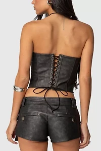 Edikted Ryan Faux Leather Cargo Corset