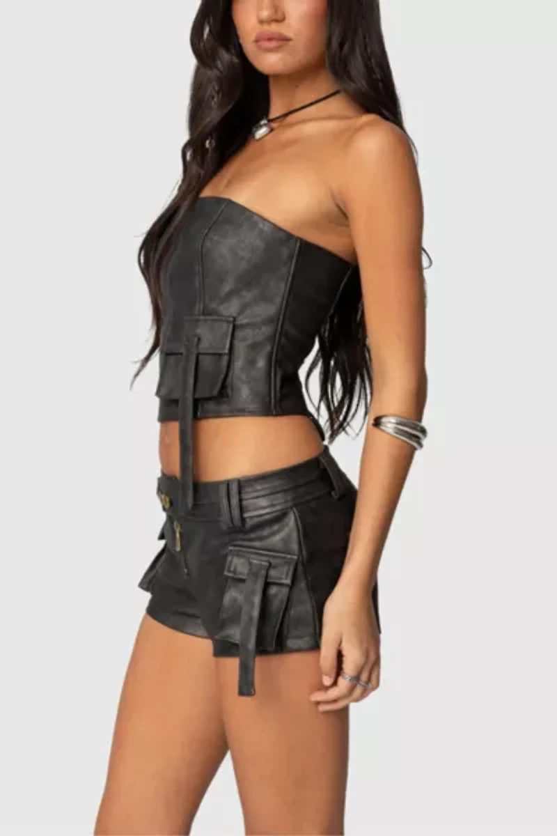 Edikted Ryan Faux Leather Cargo Corset