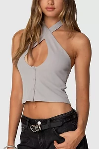 Edikted Reissa Criss Cross Halter Top