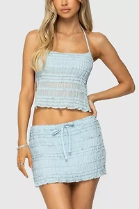 Edikted Mari Ruffle Chiffon Mini Skirt
