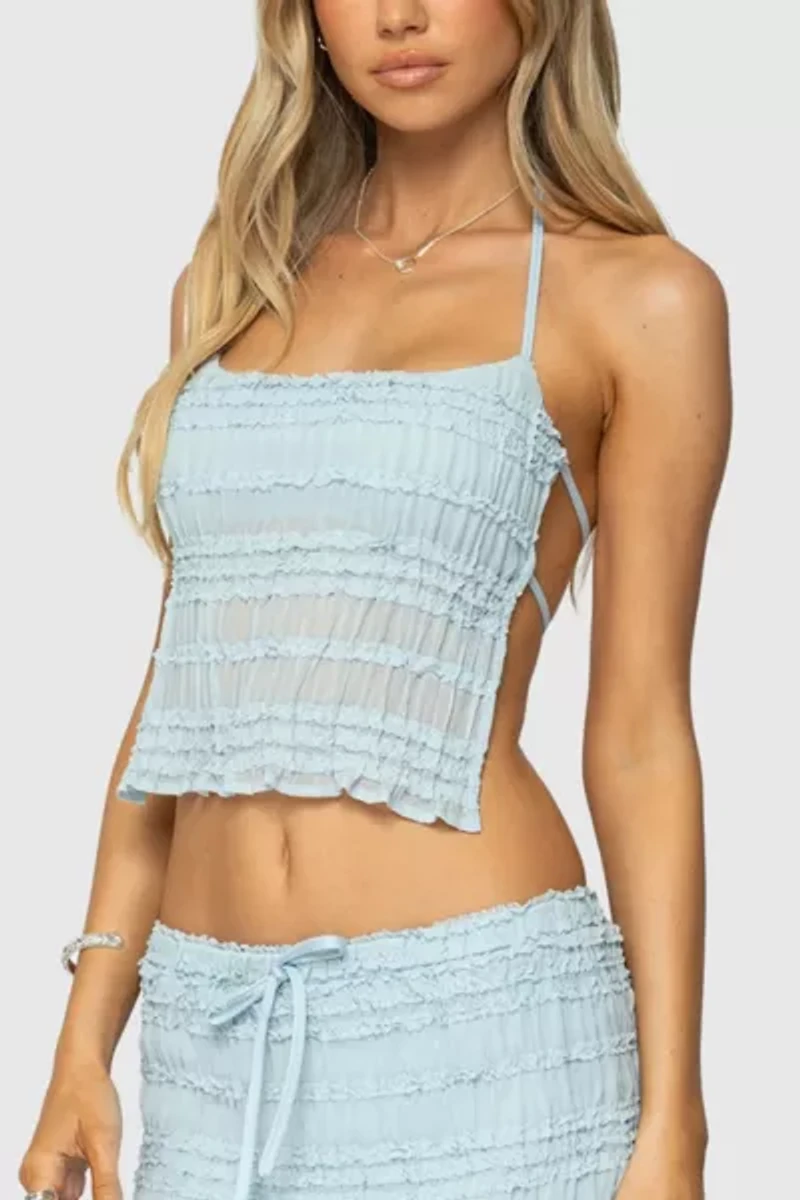 Edikted Mari Backless Ruffle Chiffon Top