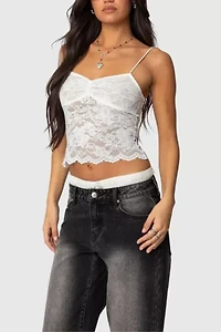 Edikted Rut Sheer Lace Tank Top