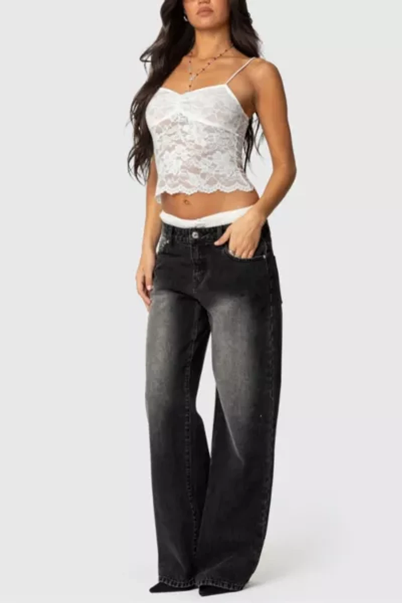 Edikted Rut Sheer Lace Tank Top