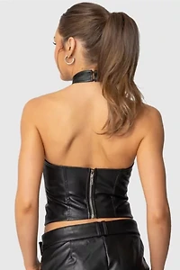 Edikted Alba Faux Leather High Neck Top