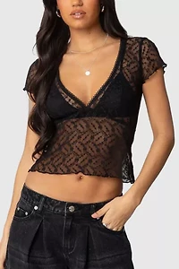 Edikted Julie Sheer Lace Top