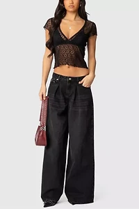 Edikted Julie Sheer Lace Top