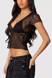 Edikted Julie Sheer Lace Top