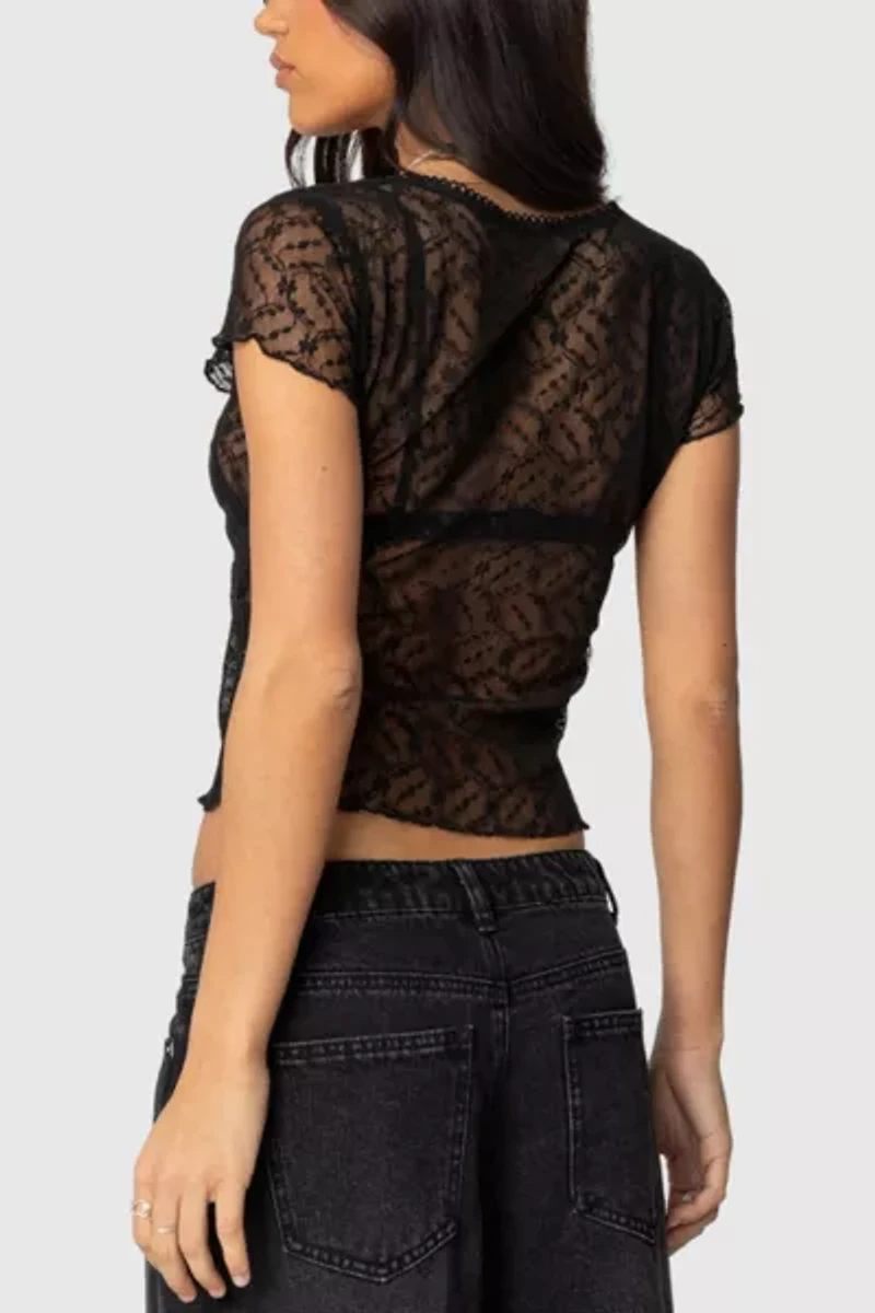 Edikted Julie Sheer Lace Top