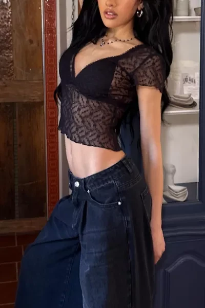 Edikted Julie Sheer Lace Top