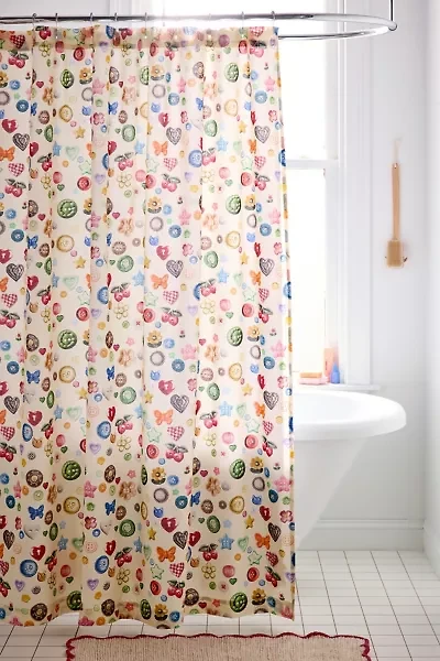 Quinn Modern Collage Patterned Shower Curtain