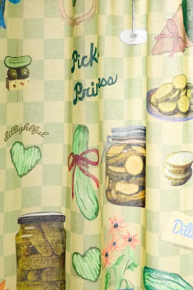 Quinn Modern Pickle Collage Patterned Shower Curtain
