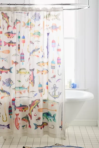 Quinn Modern Collage Patterned Shower Curtain
