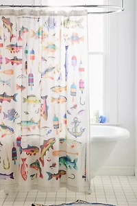 Quinn Modern Collage Patterned Shower Curtain