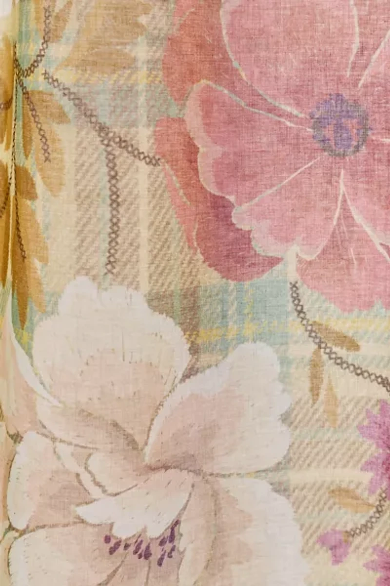 Maud Floral Plaid Patterned Shower Curtain