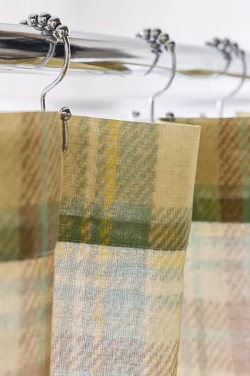 Maud Floral Plaid Patterned Shower Curtain