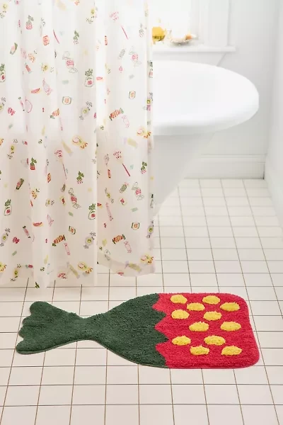 Strawberry Candy Shaped Plush Tufted Bath Mat
