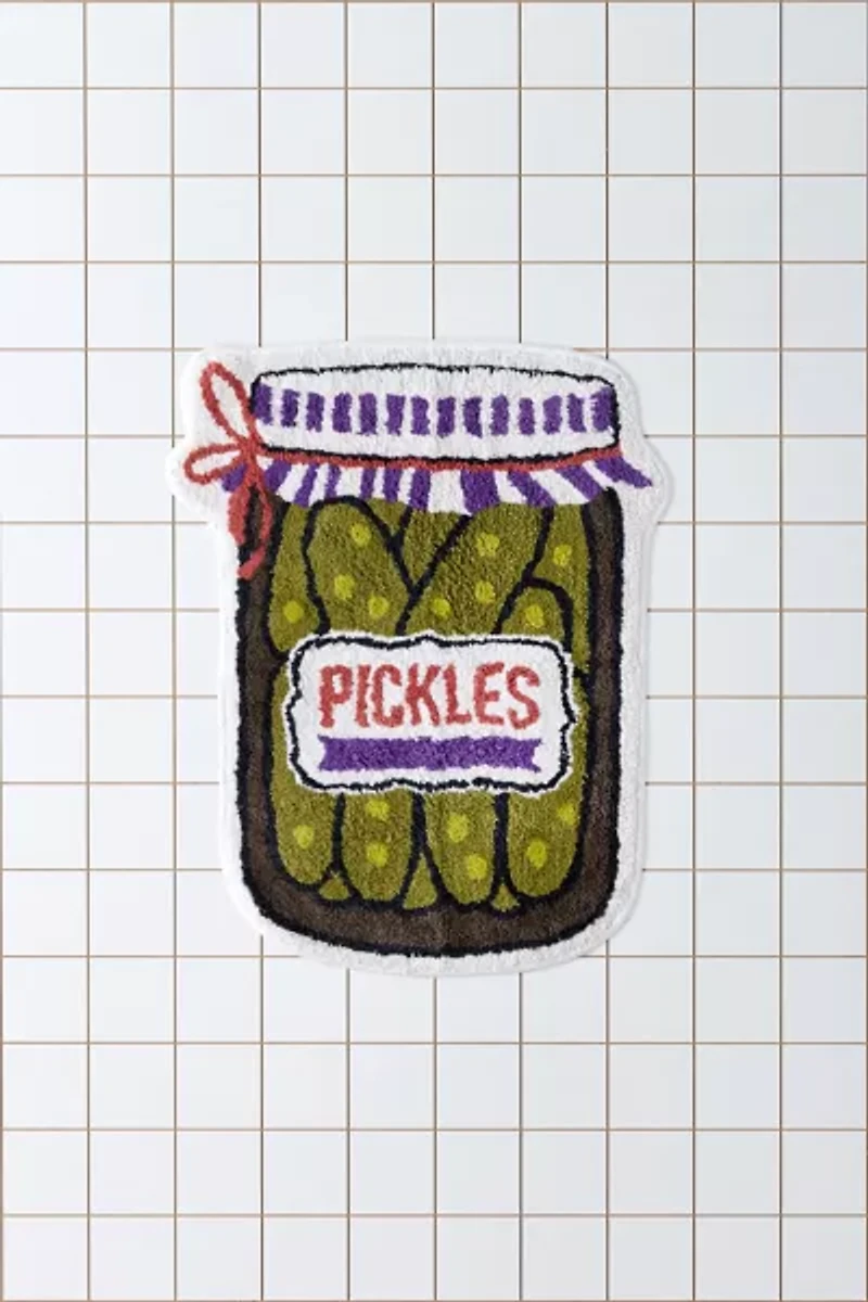 Pickle Jar Shaped Plush Tufted Bath Mat