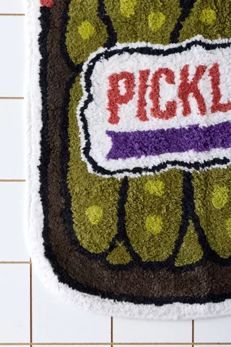 Pickle Jar Shaped Plush Tufted Bath Mat