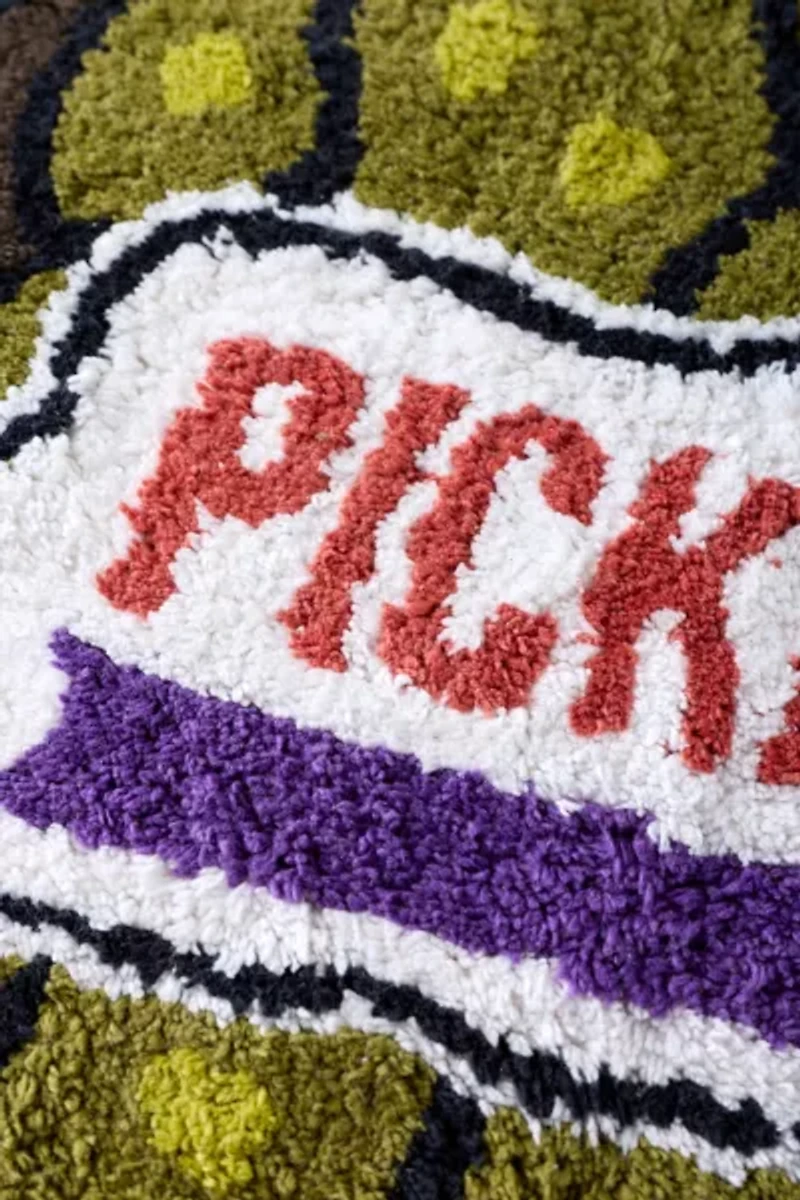 Pickle Jar Shaped Plush Tufted Bath Mat