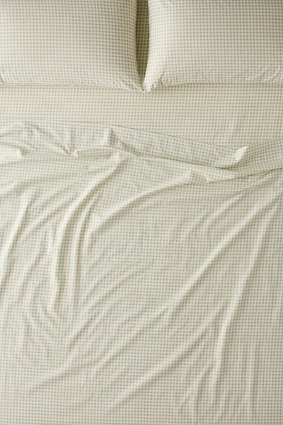 Gingham Patterned Cotton Percale Sheet Set