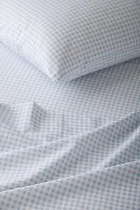 Gingham Patterned Cotton Percale Sheet Set