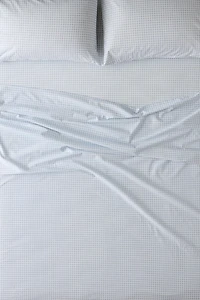 Gingham Patterned Cotton Percale Sheet Set