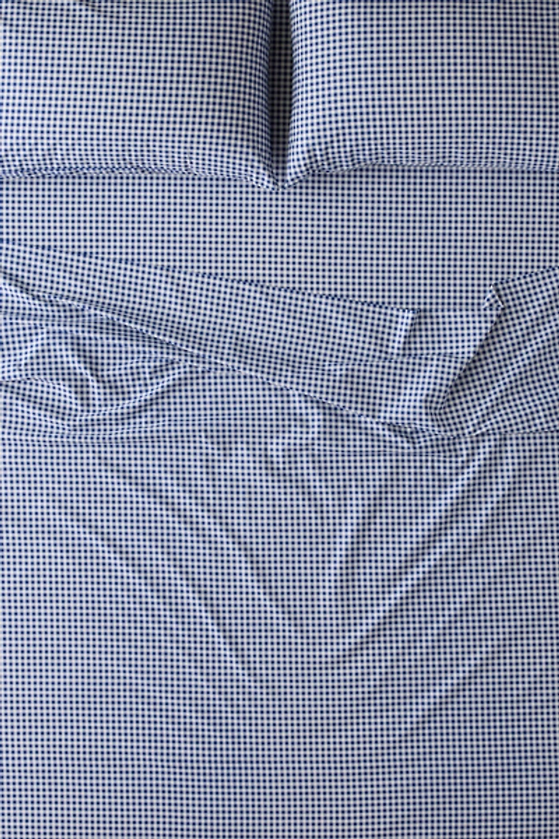 Gingham Patterned Cotton Percale Sheet Set