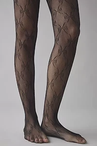 Bow Chain Pointelle Sheer Tights