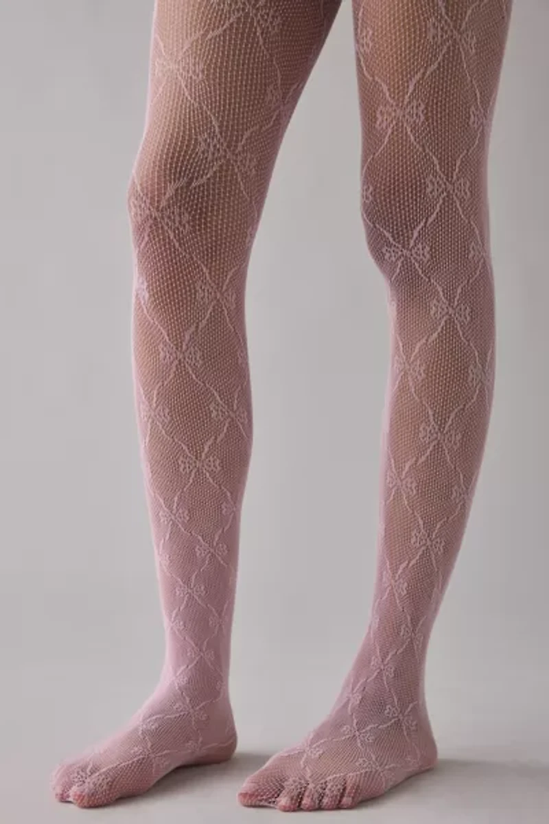 Bow Chain Pointelle Sheer Tights