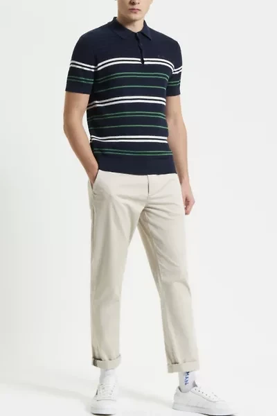 Ben Sherman Herringbone Striped Polo Shirt