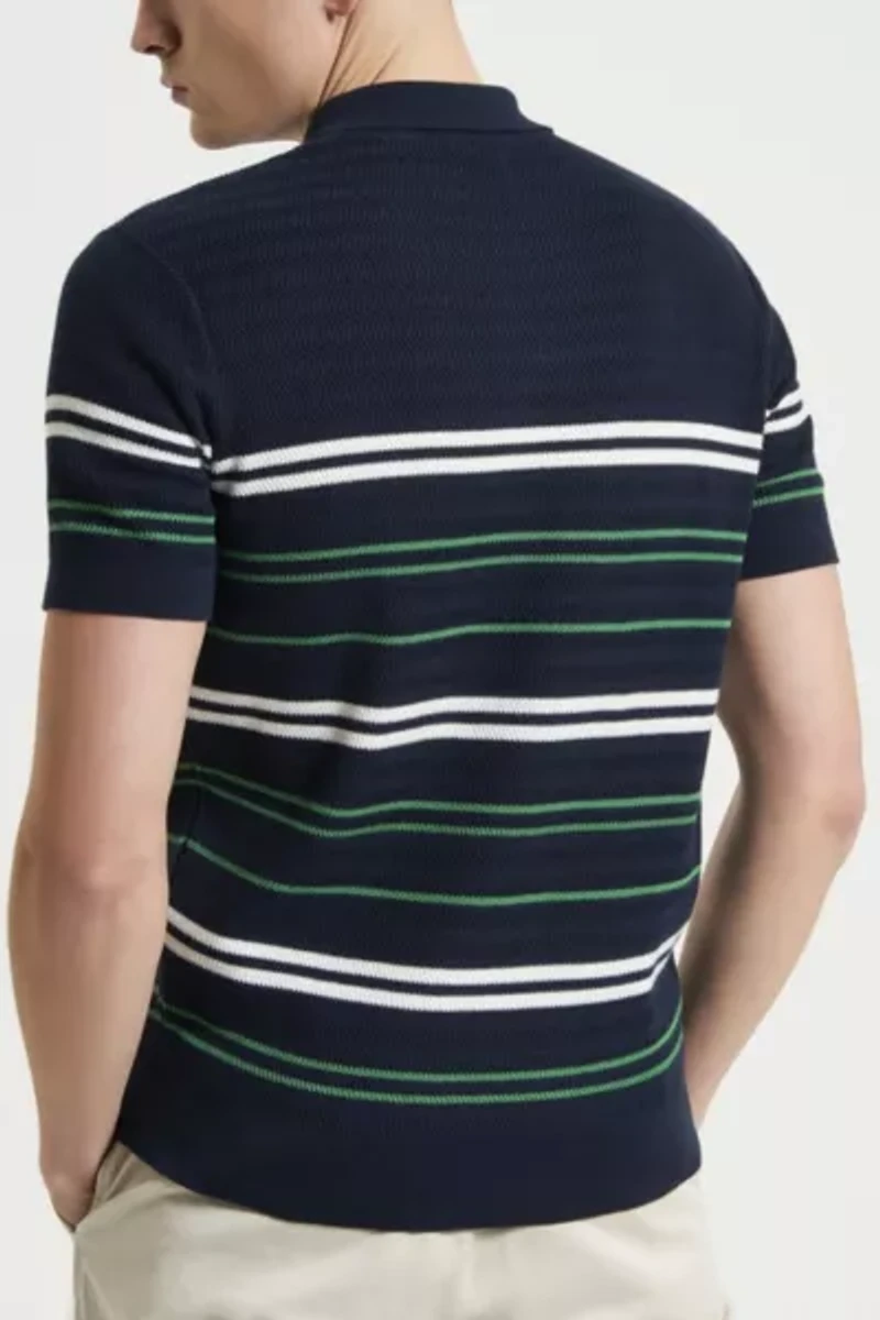 Ben Sherman Herringbone Striped Polo Shirt