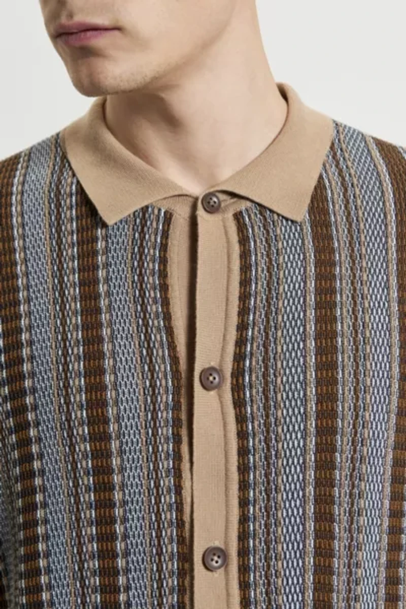 Ben Sherman Textured Stripe Knit Shirt