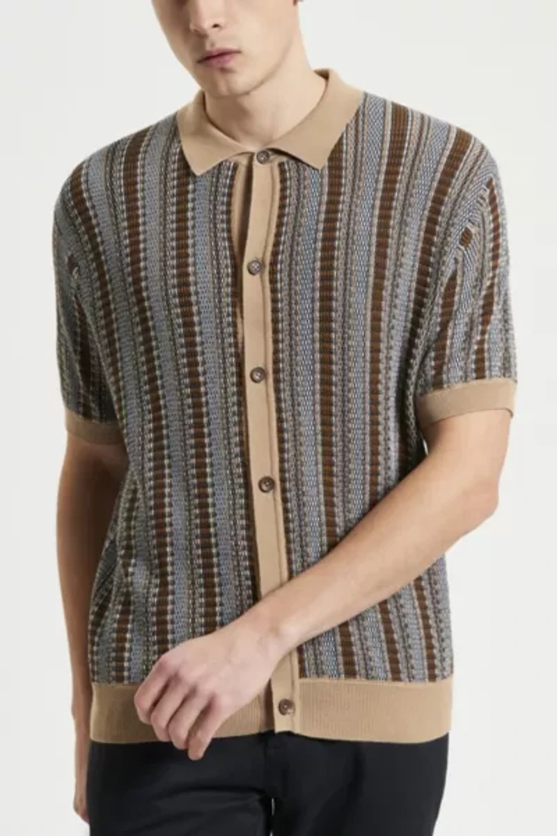 Ben Sherman Textured Stripe Knit Shirt