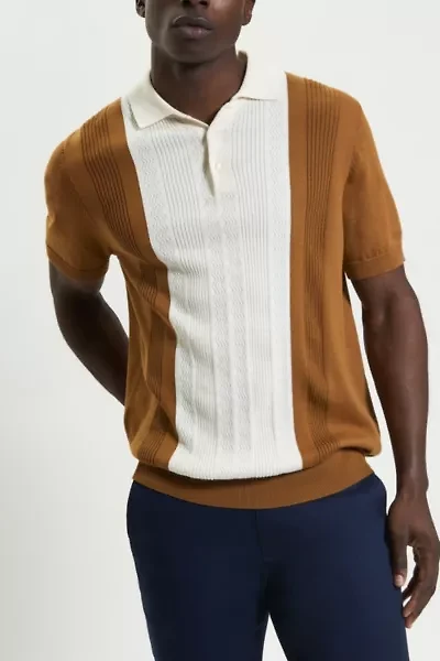 Ben Sherman Textured Block Stripe Polo Shirt
