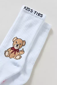 Out From Under Kiss This Bear Crew Sock