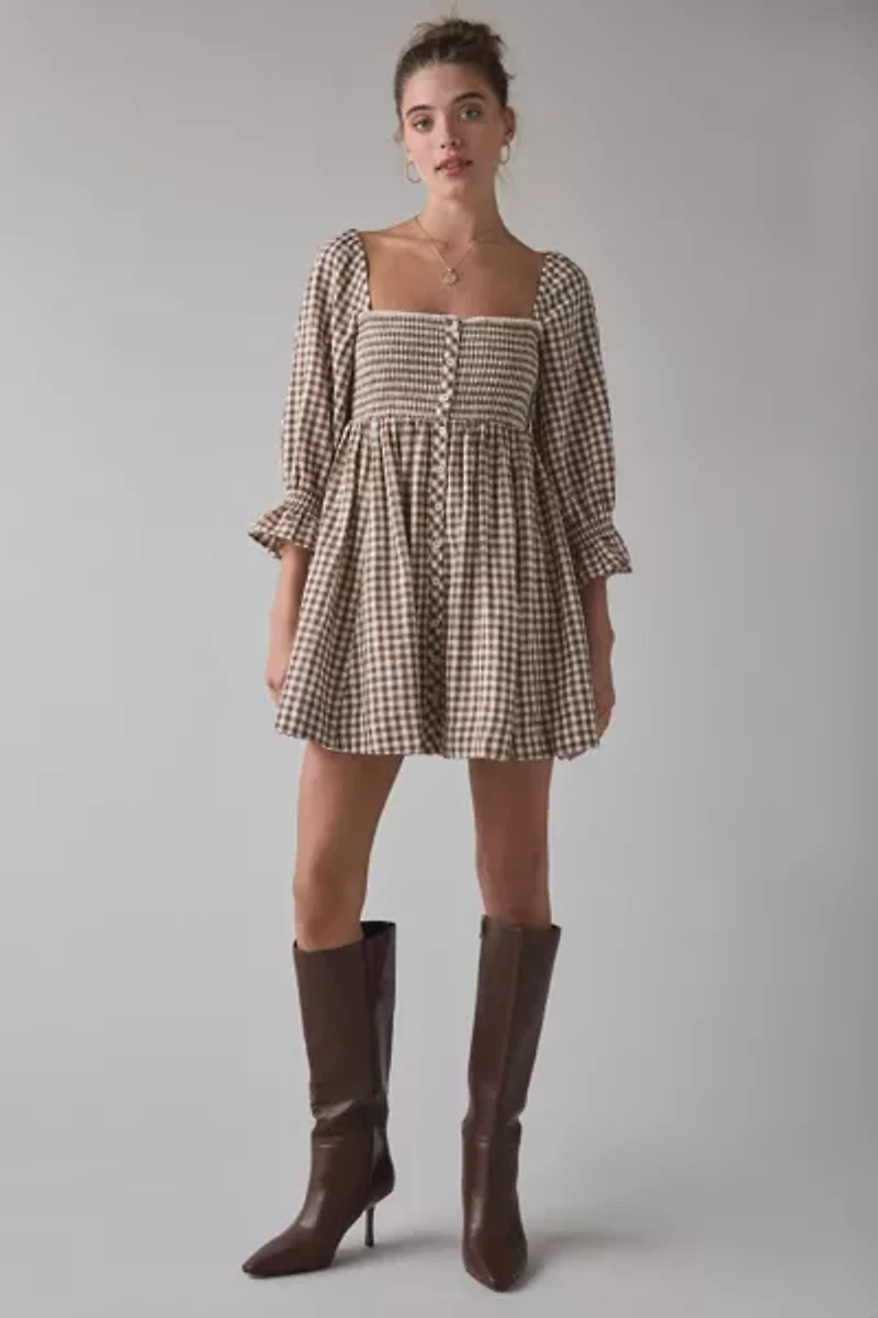 Kimchi Blue Cute As A Button Puff Sleeve Babydoll Mini Dress