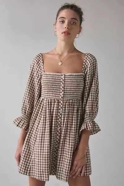 Kimchi Blue Cute As A Button Puff Sleeve Babydoll Mini Dress