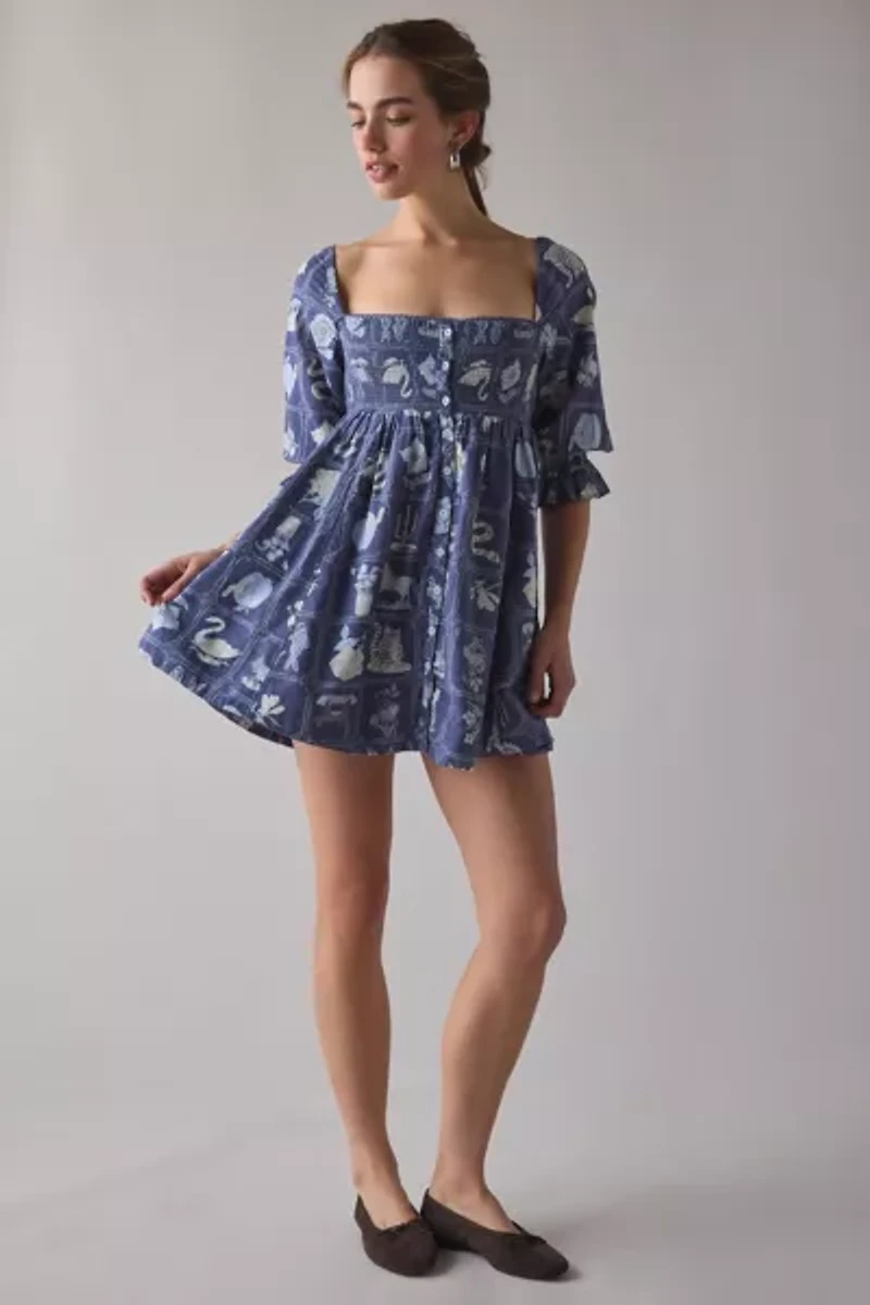 Kimchi Blue Cute As A Button Puff Sleeve Babydoll Mini Dress