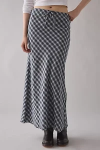 Kimchi Blue Lexi Check Low-Rise Cotton Maxi Skirt