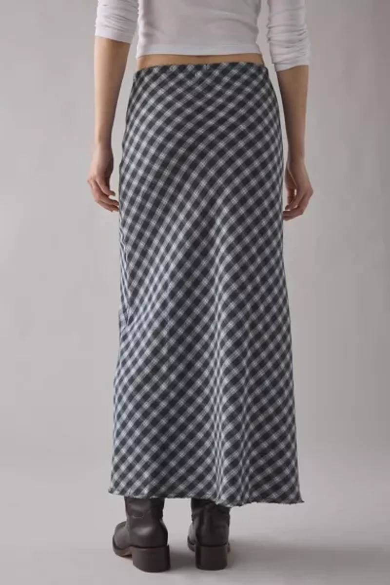 Kimchi Blue Lexi Check Low-Rise Cotton Maxi Skirt