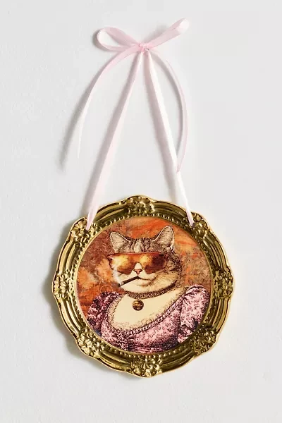 Sassy Kitty Ceramic Hanging Wall Tile