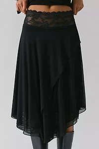 Kimchi Blue Ethereal Lace Trim Semi-Sheer Mesh Midi Skirt