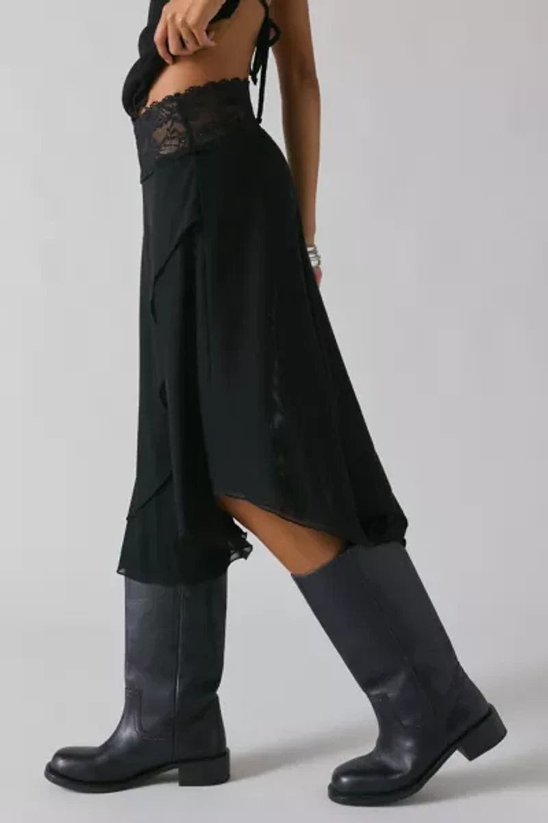 Kimchi Blue Ethereal Lace Trim Semi-Sheer Mesh Midi Skirt