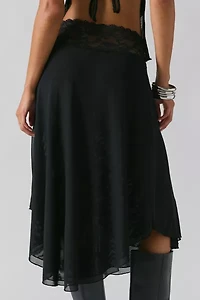 Kimchi Blue Ethereal Lace Trim Semi-Sheer Mesh Midi Skirt