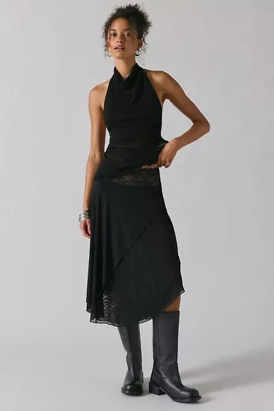 Kimchi Blue Ethereal Lace Trim Semi-Sheer Mesh Midi Skirt