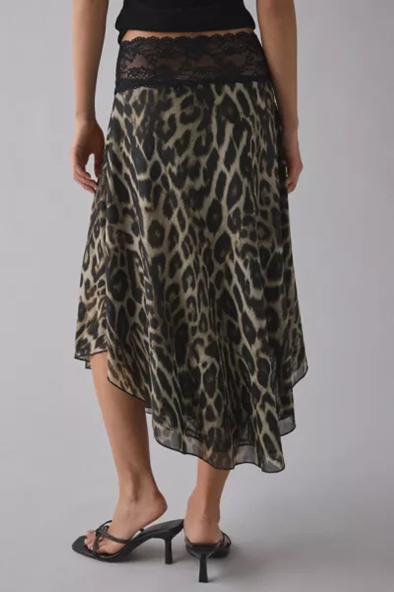 Kimchi Blue Ethereal Lace Trim Semi-Sheer Mesh Midi Skirt